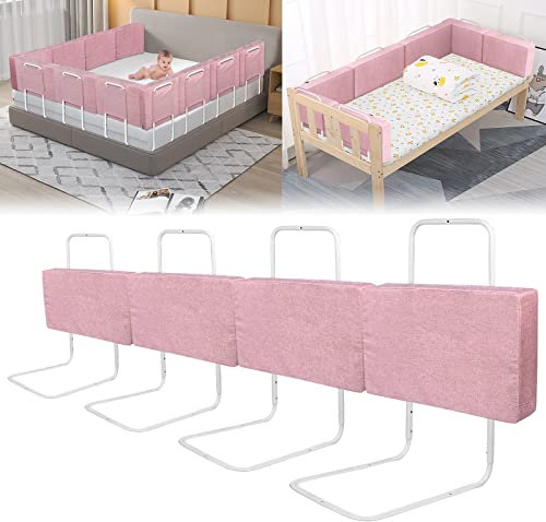 ACXIN 4 x Bettgitter Baby Bettschutzgitter Rausfallschutz Bett Bettgitter Verstellbare Höhenverstellbar Kinderbettgitter für Familienbett und Kinderbett (50cm, Kirschblütenpulver)