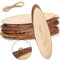 DEAYOU 8 Pack Natural Wood Slices, Unfinished Oval Wood Crafts with Bark, 9-11 L x 3-4 W Tree Slice Wooden Signs with Small Eye Rings and Rope for Centerpieces, DIY, Wedding