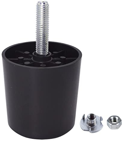 SKIR'CO Lot de 4 pieds de meubles en plastique noir - Hauteur : 50 mm - Rond - Diamètre : 50 mm - Avec boulons M8 - Pieds de canapé - Écrous inclus (4)