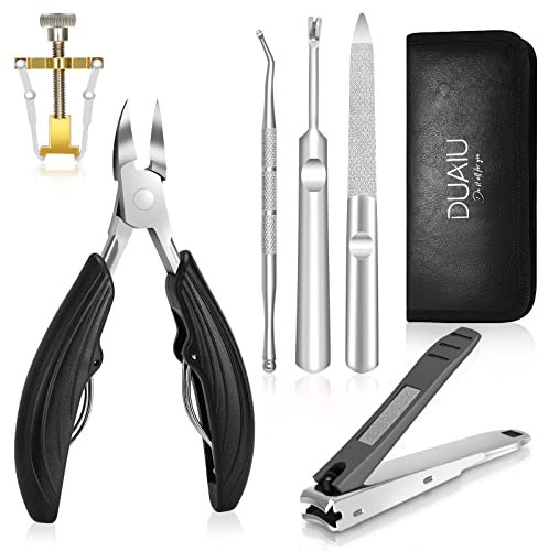 Cortauñas Pies Profesional Adulto, DUAIU Tijeras Uñas Alicates Uñas Pies 6 Pcs, Robusto Y Afilado, Seguro Y CóModo, Multifuncional Set De Manicura Pedicura, Para Uñas Gruesas Y Encarnadas