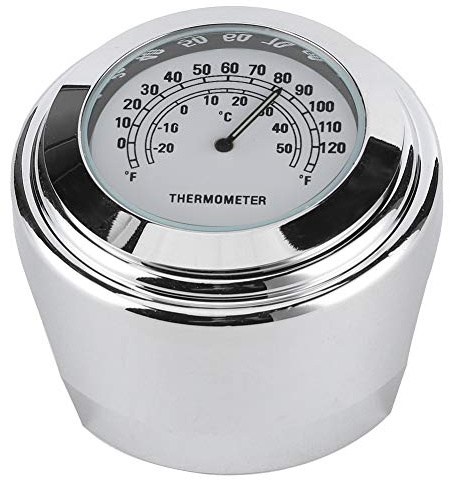 Lenkerthermometer Motorrad Fahrrad, Wasserdicht & Stoßfest mit Leuchtzeiger, Aluminiumlegierung, Einfache Montage, Nachtlesbarkeit, Universell 1 Zoll 7/8 Zoll, Temperaturanzeige