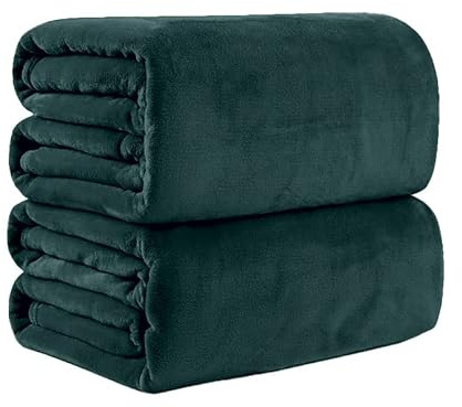 Pagnanno. Flannel Fleece Mink Throw Pack of 2 - Sofa/Bedspread/travel Blankets –Super Soft, light-weighted, Warm, Cosy Large Size – Many colours (Emerald Green, King 200x240cm (2 Pack))