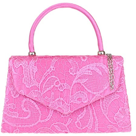Girly Handbags Femme Dentelle Satin Top Poignée Pochette Sac À Main Mariage Vintage Femmes Rose