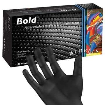 SK Apparel Full Case - (1000 GLOVES) Heavy Duty Black Nitrile Disposable Gloves AQL 1.5 - Tattooist tattoo mechanic (Large)