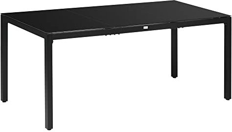 Outsunny Mesa de Jardín Rectangular para 8 Personas en Aluminio y Cristal Templado, 180x80x72cm, Negro