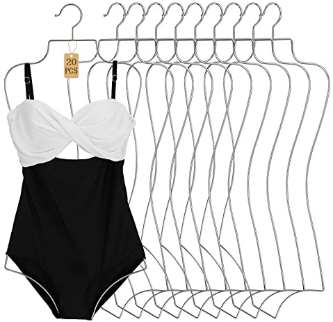 Lounsweer 20 grucce argentate per costumi da bagno, organizer per lingerie