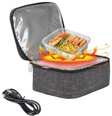 Elektrische Lunchbox, tragbare Lebensmittelheizung, beheizte Lunchbox-Tasche, isolierte Mini-Ofen, zubereitete Mahlzeiten, Aufwärmen von Rohkost, Slow Cooker für Büroreisen (#1)