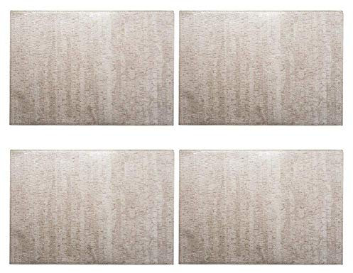 Set di 4 tovagliette rettangolari, tappetini decorativi per soggiorno da giardino sottobicchieri sottopiatto tovagliette all'americana in PU a doppia faccia facili da pulire (Beige 45 * 30CM)