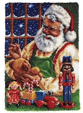 Latch Hook Kits for Kids and Adults, DIY Latch Hook Rug Kit, Cross Stitch Rug Making Kit, Carpet Making Crochet Kits Embroidery Kits Needlework Crafts for Home Decor, 50X38CM, Santa Claus