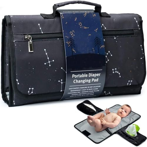 Faltbare Wickelunterlage, Baby Wickelunterlagen für Unterwegs, Tragbare Wickelunterlage, für unterwegs Babys Wickeln auf Reisen Wickeltisch Waschbare Atmungsaktiv Komfortable (schwarz)