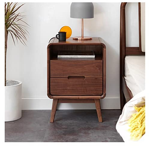 HASMI Table de Chevet Table de Chevet en Bois Noyer Noir Chambre Meuble de Rangement Chevet Petit Meuble Chevet de lit