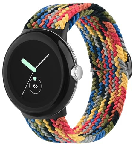 Oumida Armband für Google Pixel Watch/Pixel Watch 2 - Geflochtenes Elastisches Nylon Loop Uhrenarmband für Damen und Herren - Verstellbares Sport Ersatzarmband, Bunt