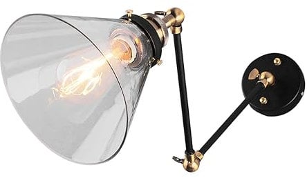 DOITOOL Schwenkarm Wandlampe Modern Mit Glas Eisen Flexibel Einstellbare Wandleuchte Für Wohnzimmer Schlafzimmer Und Flur Einfache Installation Elegantes Design