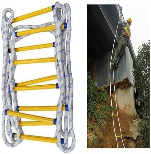 WPJBDS Fire Escape Ladder 3-4 Story,Portable Climbing Rescue Rope Ladder Emergency Fire Escape Ladder With Hooks For Home Window Balcony Railing Treehouse(Size:3m/9.8ft)
