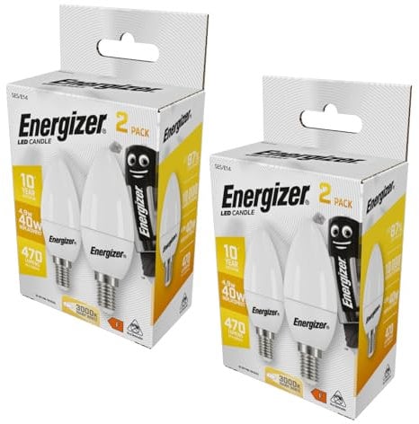 Inspired Essentials Small Screw Candle LED Light Bulbs, E14 SES Bulbs, 4.9W (Equivalent to 40W), Energy Saving, Warm White Edison Bulb for Ceiling Lights etc, Pack of 4