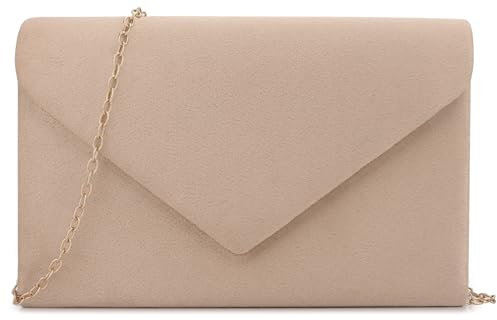 BBjinronjy Clutch-Geldbörse, Abendtasche für Damen, Abendtasche, Hochzeit, Party, Samt, Wildleder, plissiert, Handtasche, Hautfarben