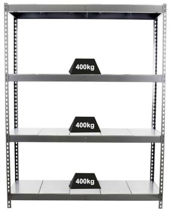 PROREGAL Schwerlastregal Metal Beast Four | HxBxT 200x240x60cm | Fachlast 400kg | Grau| Standregal Metallregal Lagerregal