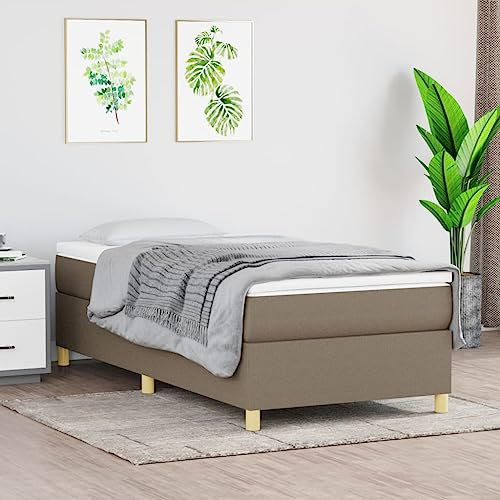 SECOLI Boxspringbett 90x200 ohne kopfteil mit matratze Polsterbett 90x200 Bett 90x200 mit matratze und lattenrost Jugendbett 90x200 -Taupe-90 x 200 cm