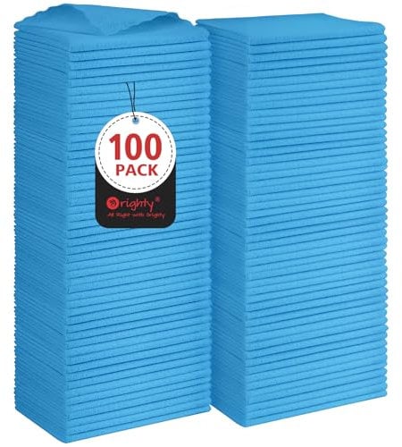 Orighty Microfiber Cleaning Cloths, 100 Pack Reusable Cleaning Cloths, Shop Rags Bulk for Cars, Multi-Purpose Shop Towels for Automotive, Mechanic, Kitchen, Lint Free Towels 11.5’’ x 11.5’’, Blue