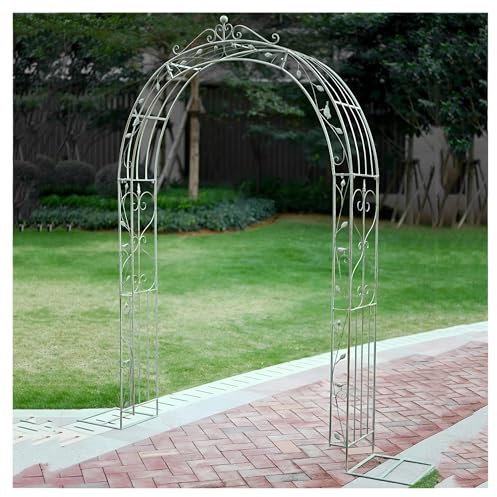 IRUGS Gartenbogen Rosenbogen Aus Metall Vine Plants Tower Außenterrasse Kletterpflanze Grünland Backyard Innen Außen Die Den Pavillon Park Wetterfest Stabil Mit Sockel(White)