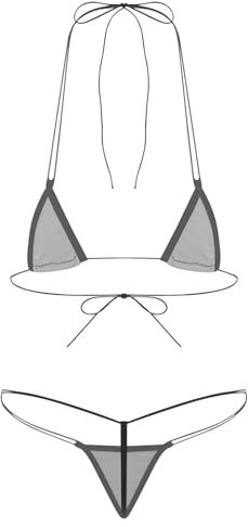 YiZYiF Maillot de Bain Femme Sexy 2 Pièces Micro Bikini Triangle Laçage Bra Top et Mini String de Bain Ficelle Monokini Mankini Sexy Erotique Swimwear Beachwear Blanc Taille Unique