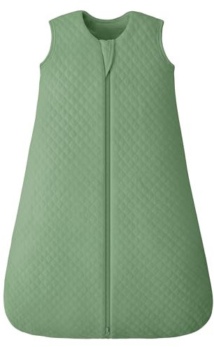 FIEMOL Schlafsack Baby 2.5 Tog 12-18 Monate, Winter Baumwolle Neugeborenen Baby Schlafsack Wearable Decke für Säugling und Kleinkind, 2-Wege-Reißverschluss Schlummersack Grün 84cm