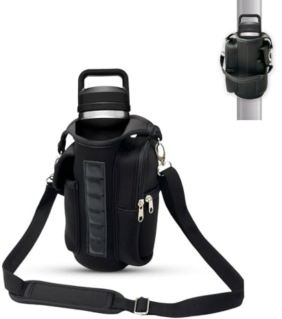 DuoLizDe Magnetic Water Bottle Holder with Strap fits 18-46oz, 6 Built-in Magnets Gym Bag Attach to Fitness Equipment, Water Bottle Carrier with Phone Pockets, Magnetic Gym Bag, Gyms Essential