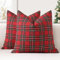 JOTOM 2er Set Weihnachten Schottisches Karo Kissenbezüge, Dekorative Plaid Tartan Wurf Kissenbezug Sofakissen Dekokissen Zierkissenbezug für Wohnzimmer Schlafzimmer Deko (40x40cm, Rot+Schwarz)