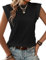 Zeagoo Top Damen Schwarz Sommer Locker Cap Ärmel Tank Top Basic Tops für Damen Sommertop Elegant Rundhals Ärmellose Bluse XXL