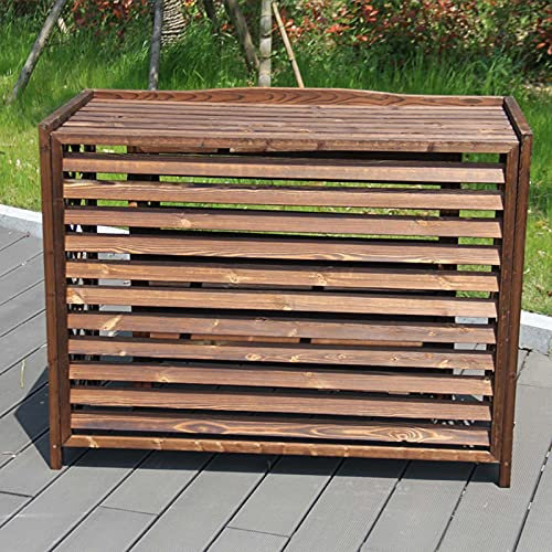 Rejilla de madera para aire acondicionado, para exteriores, estante de decoración de madera maciza, anticorrosión, almacenamiento de plantas, 95 x 40 x 89 cm