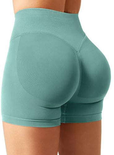 YEOREO Damen Sport Shorts Invisible Scrunch Butt Lifting Gym Workout Shorts 4.5 Seamless Kurze Leggings Damen Push Up Booty Biker Shorts Hellgrün S