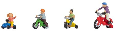 NOCH H0 Figuren Modelle „Kinder auf Kinderfahrrädern“, bewegte Figuren aus Kunststoff, H0 Maßstab für realistische Miniaturszenen