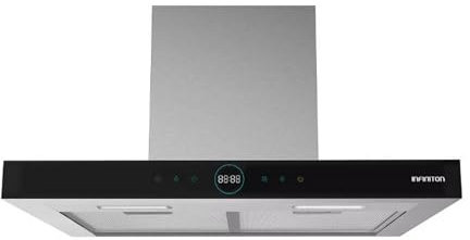 INFINITON Campana Extractora CMPT-A70I, 800 m3/h, Diseño en T-INVERTIDA, 4 Niveles de potencia, Ancho de 70 cm, Reloj digital frontal, A, Control Remoto, CRYSTAL BLACK