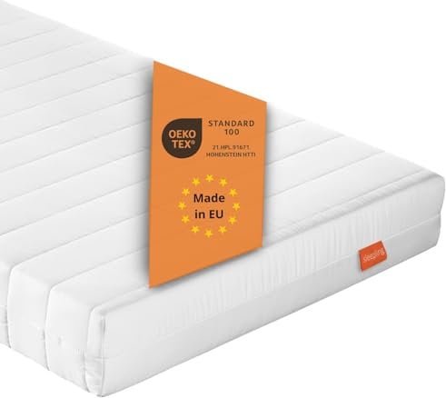 sleepling Matratze 90 x 200 x 13 cm, Rollmatratze Gästematratze, Komfortschaummatratze, Made in EU, Bezug waschbar, Ökotex 100, Härtegrad 2, weiß