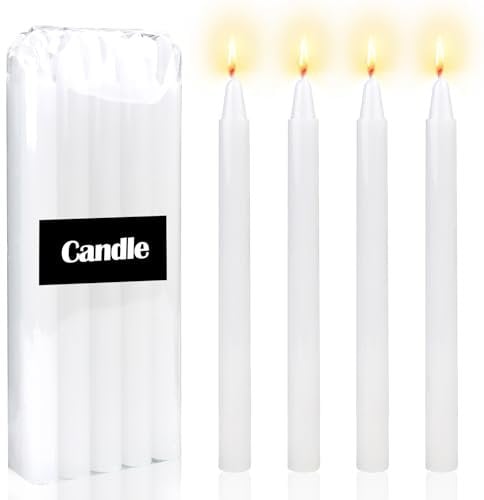10 Stück Stabkerzen Set, Spitzkerze mit einem Durchmesser von 1,5 cm, Weiß Stabkerzen für Keramik Kerzenständer