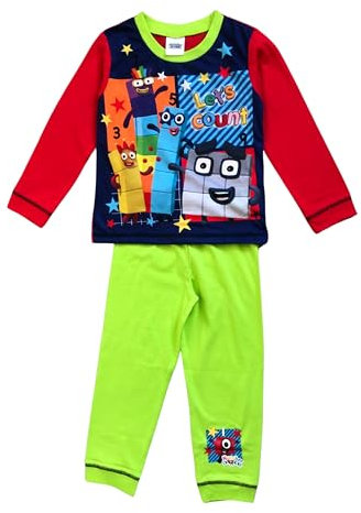 Numberblocks Boys Pyjamas, 2 Piece Set featuring 3, 5, 7 and 9, Multicoloured, Age 3-4 Years