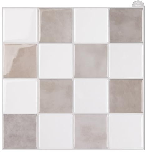 WalDecoo Carreaux Adhésifs Carrés Pour Cuisine, Autocollants Mosaïque 3D, Lot De 10 Carreaux Muraux À Décoller Et Coller, Autocollants Kaki Pour Cuisine Et Salle De Bain (22,9 X 22,9 cm)