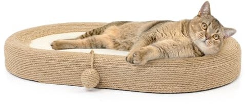 CanadianCat Company | Katzen Kratzlounge Sally - Kratzpad, Katzenbett aus Sisal, oval | ca. 60 x 40 x 8,5 cm
