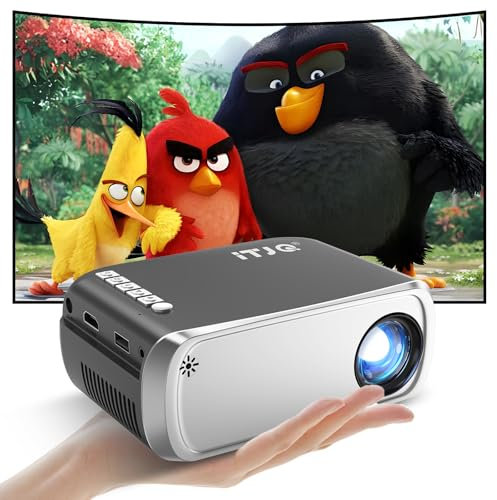 Mini Beamer Handy, 4K Unterstützung Tragbarer Projektor 1080p UHD Wireless Mirroring Screen mit Smartphone/Tisch Complete TV Stick/PS5/PC Indoor Outdoor