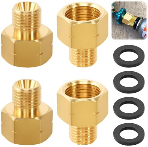 XSHAO® 4 Pièces Adaptateur Bouteille Gaz, Adaptateur Gaz 1/4 vers 3/8 avec Joint en Caoutchouc pour Raccord Gaz Ou Plaque De Cuisson