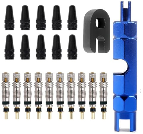 22 Pack Presta Valve Core Set, Valve Core Remover Tool Kit Presta Valve Adapter Tyre Valve Removal Tool Universal Replacement Parts for Bicycles Valve Wrench for Tubeless Road MTB Bike Tires