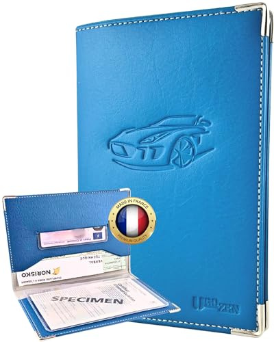 Ugozen Pochette Carte Grise Luxeo | Porte Papier Voiture Etui 3 Volets Cristal Inclus