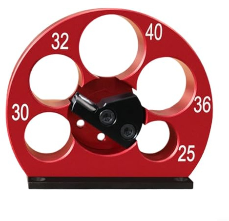 Glomc Tassello regolabile per trapano elettrico per 8 fori (8-20 mm) e 5 fori (25-40 mm), strumento ausiliario per la lavorazione del legno per falegnameria rotonda precisa (5 fori 25-40 mm)