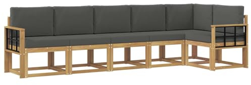 vidaXL Outdoor-Sofagarnitur 6 pcs Weiß und Anthrazit Polyester, Garten, modernes, wetterfestes Ecksofa, Sitzgelegenheit für draußen, Terrassenmöbel, entspannendes Set