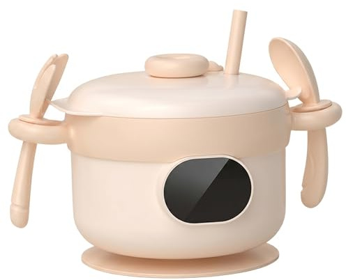 Chauffe-aliments pour bébé – Bols intelligents rechargeables avec doublure en acier inoxydable, chauffe-aliments portable à 3 températures avec cuillère, paille et fourchette pour la maison et l'exté