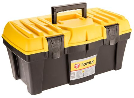 TOPEX Werkzeugkasten 18 (44 x 22 x 22 cm) Organizer, Kunststoffklammern, Kunststoffgriff, Buckle, Lightweight Kunststoff Werkzeugbox mit Abnehmbarem Tablett