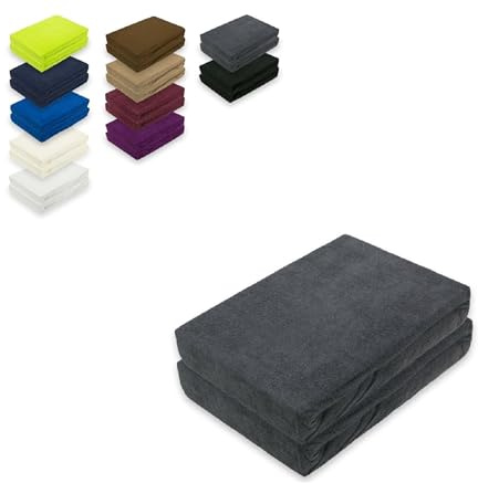EXKLUSIV HEIMTEXTIL Frottee Spannbettlaken Doppelpack 180-200 x 200 cm 80% Baumwolle, 20% Polyester Öko - Tex Zertifiziert, Markenqualität, Matratzenhöhe bis 25 cm, Anthrazit