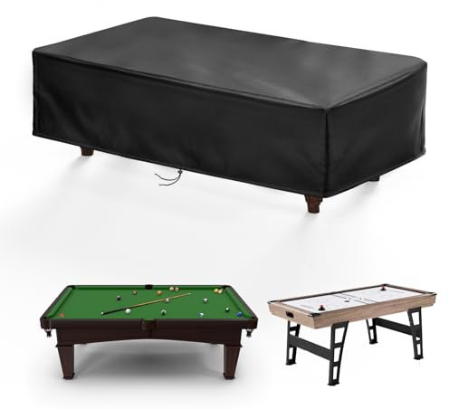 Saking 7/8/9ft Pooltischabdeckung Vollschutz Billardtischhussen Leichtgewicht mit Kordelzug für Snookertisch Schwarz L Schwarz