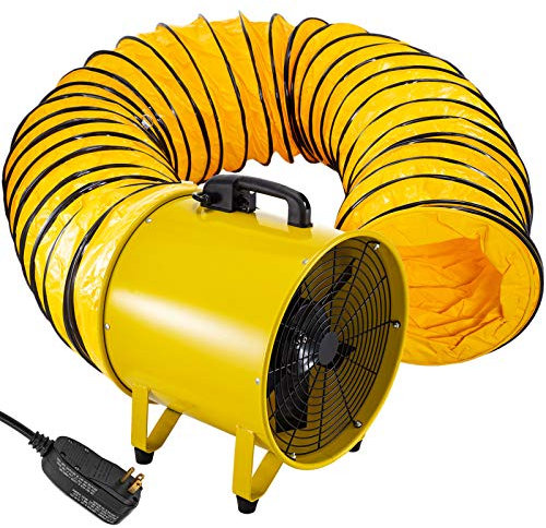 BestEquip Ventilateur Industriel 10 in/320W, Ventilateur de Cylindre Diamètre du Ventilateur, Extracteur de Conduit Aérateur d'air avec Tuyau 10m