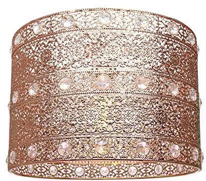 Polished Copper Acrylic Gem Moroccan Style Chandelier Pendant Light Shade Fitting with Transparent Beads | 60w | 24cm Diameter | Quality Made Product by Happy Homewares